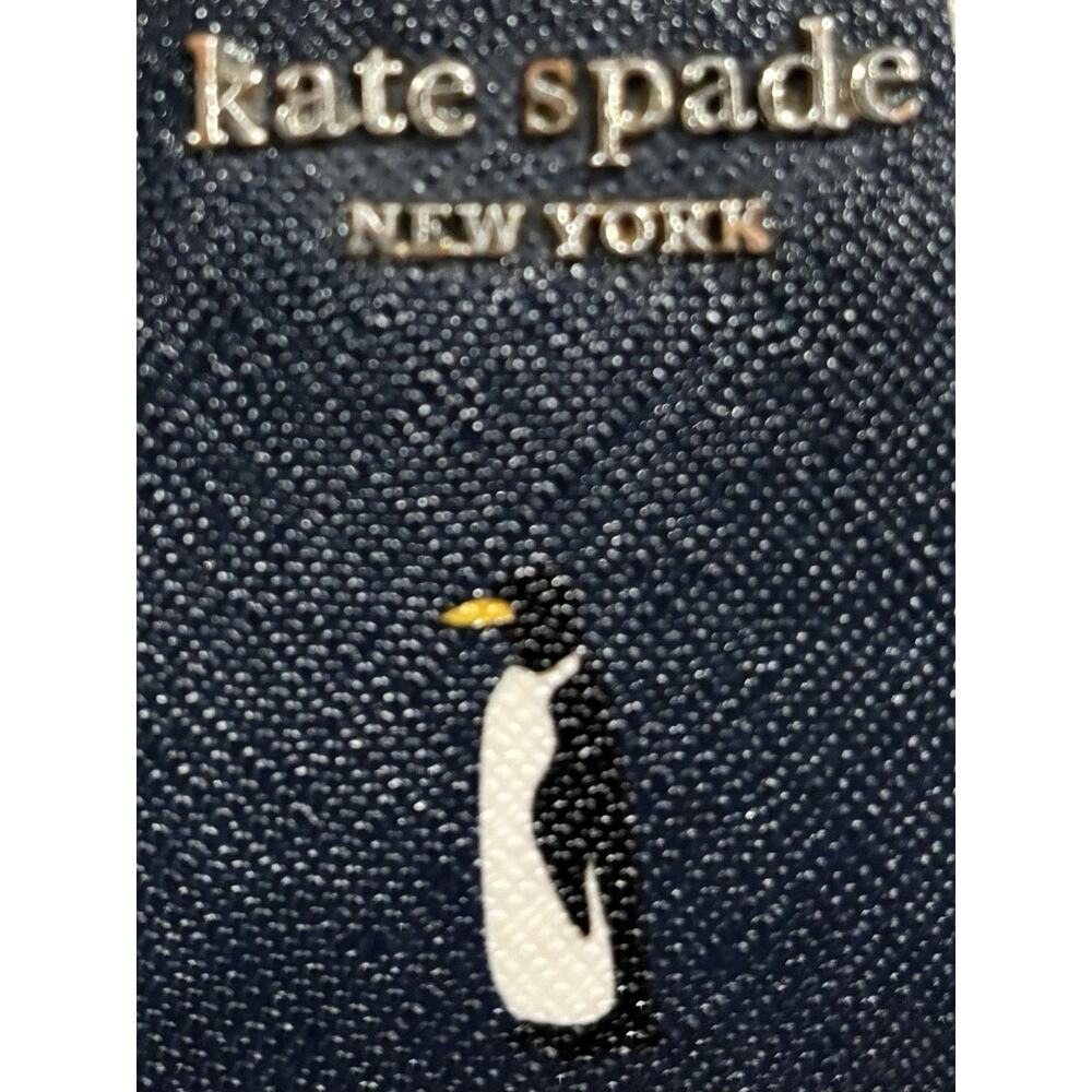 Kate Spade New York Black White Penguin Print Zip-Around Wallet for Women - Picture 2 of 16